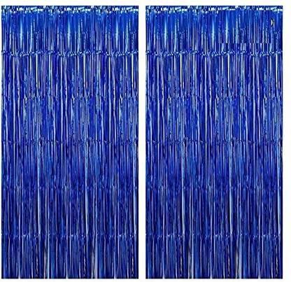 lalantopparties Blue Foil Curtain Fringe Curtain For Girls Birthday Decoration, Anniversary, Wedding