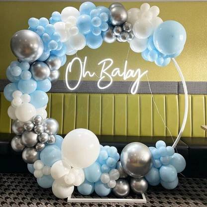 B J CREATION White Colour Balloon Decoration Stand Circle Shape Without Balloons