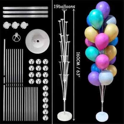 houseparty White LARGE 18PCS Birthday Balloon Decoration Stand , Balloon Stand For Party