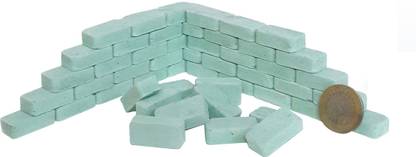 Hobbyhub Green 100 Pcs Concrete Cement Mini Bricks Model DIY Toy Dollhouse, Reusable & Washable