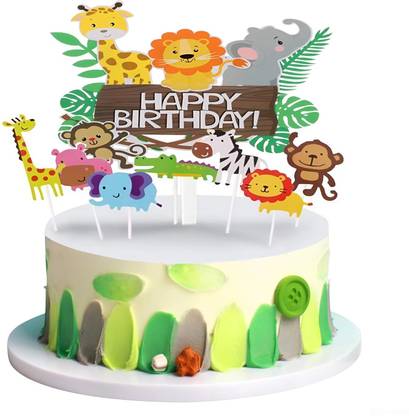 FUNCART Multioclor Jungle Animal Cake Toppers, Safari Animals Figure cake topper