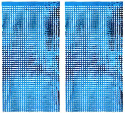 Bash N Splash Blue Mini Square Foil Party Curtains Props Backdrop Party Decorations 2 Pc Blue