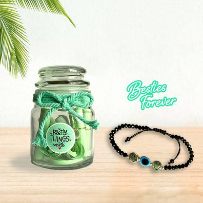 Fluffick A Jar of Friendship with 10 Message Scrolls and a Friendship Band Decorative Bottle