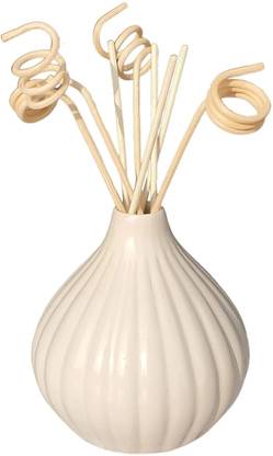 LANDSLIDE Garlic Pot White 8 Inch with 8 Pcs Reed Sticks NEW Decorative Bottle