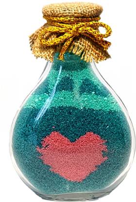 SBE Sand Art Bottle pink heart in green Decorative Bottle