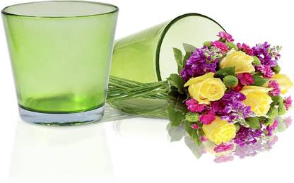 LANDSLIDE Glass Flower Decorative bottle Without Flowers (Light Green) NEW Decorative Bottle