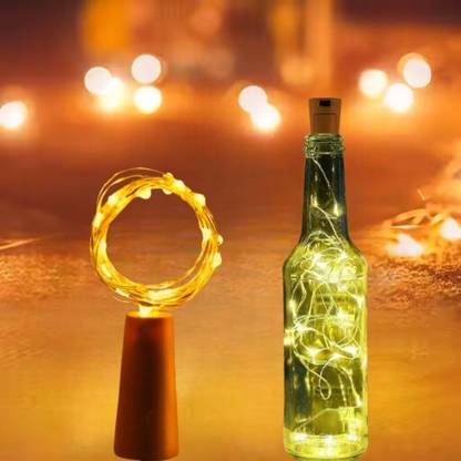 MACVL5 20 LEDs 1.98 m Yellow Steady Water Drop Bottle Lights Decorative Bottle