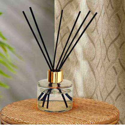 LANDSLIDE Empty Round Reed Diffuser Bottle with 6 Pcs Black Reed Sticks (100ML) NEW Decorative Bottle