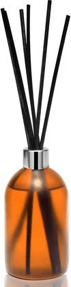 LANDSLIDE Frosted Glass Reed Diffuser Bottle with Silver Cap with 5 Pcs Black Reed NEW Decorative Bottle