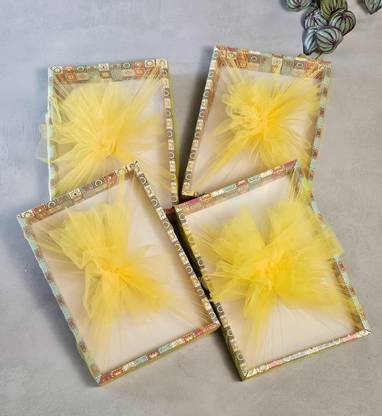 Satyam Kraft 8 Pcs Multipurpose Decorative Folding Paper Box Gift Hamper Rakhi,Wedding Gift Paper Decorative Platter