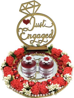 DesiCrafts Engagement Ceremony thali Ring holder Wood, Stoneware Decorative Platter