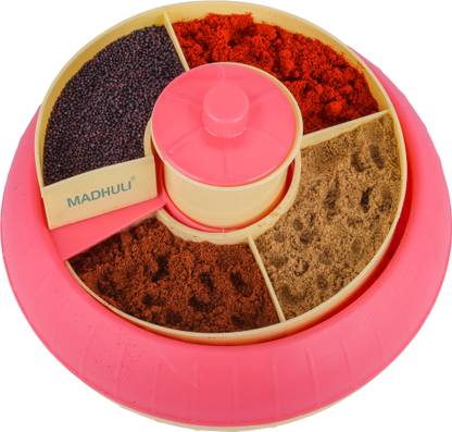 MADHULI Candy Box Spiral Dry Fruit Box Mukhwas Storage Box Spice Container For Kitchen Plastic Decorative Platter
