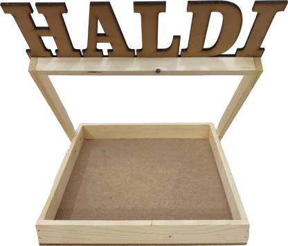 RIA Studio Pinewood Haldi Platter Packing Material with Cutout Wood Decorative Platter