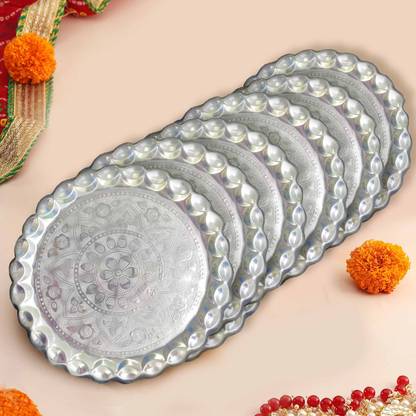 TIED RIBBONS Aluminium Dry Fruit Gift Plate For Return Gift Items Aluminium Decorative Platter
