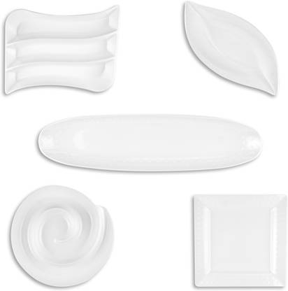 Superware Pure Melamine | Entertainment Set – Dot & Texture (5 Pcs.) | Melamine Decorative Platter