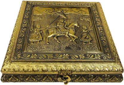 ANTOFY EXIM Emboss Rajwadi Dry Fruit Box,Handicraft Dry Fruitbox,Oxidized Dry Fruit Box Wood Decorative Platter