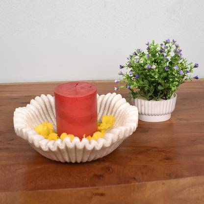 Little Extra Fluted Marble Ruffle Bowl, Decorative Jewelry Bowl, Fruit Bowl for Home Décor Marble Decorative Platter