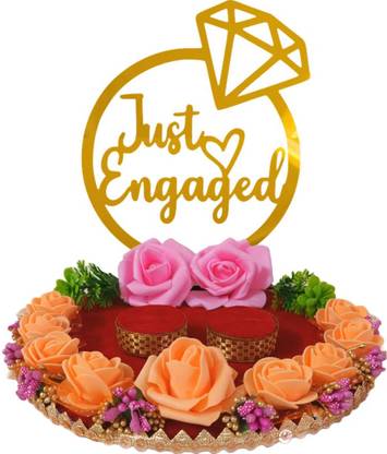 It's a Match Engagement Ring Plate / Tray / Thali (Just Engaged) Wood Decorative Platter