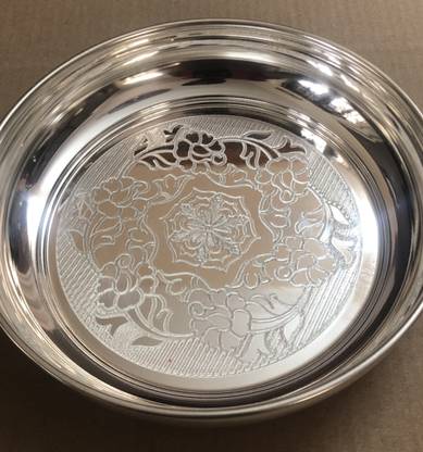 WHITE LOTUS FANCY PLATES (8 INCHES ) Silver Plated Decorative Platter