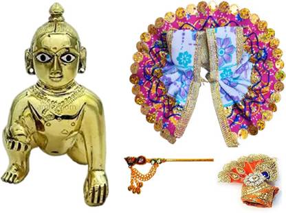 Ansh Trend Laddu Goplal Thakur ji 1No. Size Idol with Dress, bansi ,pagdi (Size 0-1no.) Dress