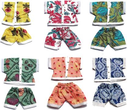 TANISHKA CREATIONS Soft Cotton Night Suit for Laddu Gopal, Kanha ji, Size - 5 no., Pack of 6 night suit Dress