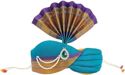 Punyatva Ganpati Feta Mukut (Turban, Silk, Blue) / Ganesh Pheta Ganpati Decoration | Blue Dress