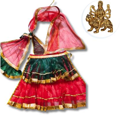 Shrii Kanha enterprise MATA RANI LEHNGA 14 Inch, SARASWATI LEHNGA, MATA KI DRESS, Navratri special Dress