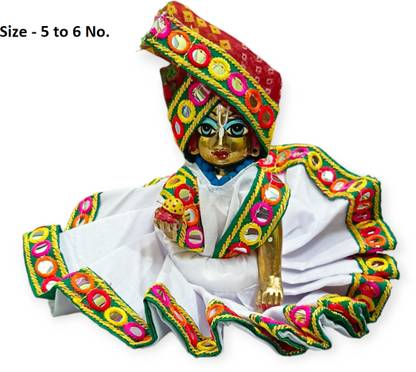 nini Laddu Gopal Ji 5-6 NO. Fancy Gujrati Dress. (Random Color & Print) Dress