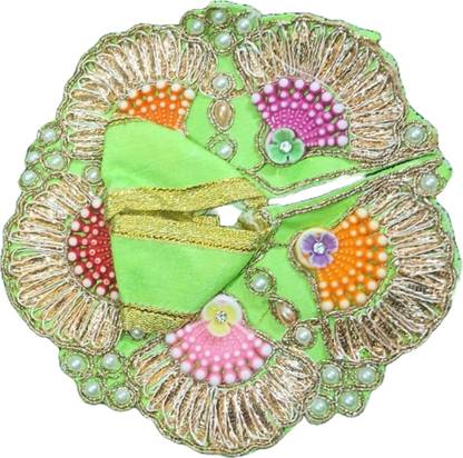 Shree ji Creations Parrot Green Color Designer Laddu Gopal Ji Dress Size 1 Dress
