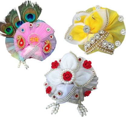 brijmart laddu gopal /kanha ji fancy pagdi for 5no. laddu, {set of 3 pagdi 5no.} Dress