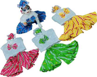 tilak shringar combo of 3 laddu gopal ji summer cotton sharara suit size 3(random colour) Dress
