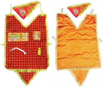 MyGodGift Combo of 2 Hanuman G Cheque Design Cholas(1 Red Golden Border + 1 Orange color) Dress