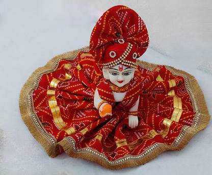 buyagain Size 0 no laddu gopal fancy poshak (soft cotton base poshak) with matching mukat Dress