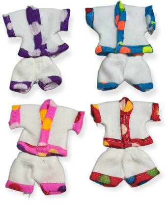 nini Laddu Gopal Ji 2 NO Winter Night Suit Set (Pack of 4) (Random Color & Print) Dress
