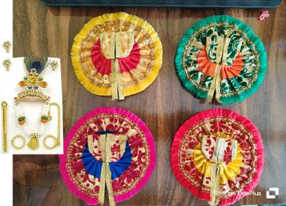 Lunex Laddu Gopal Dress Of Size-1 Mukut Set Dress Dress Set of 4 Poshak Dress