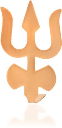 morir Metal Brass Lord Shiva Trident or Trishul with Damru Shape Tilak Maker Tool Deity Ornament