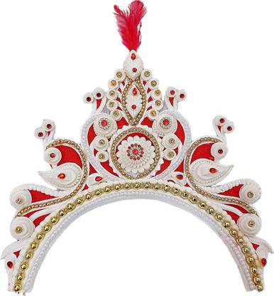BengCraft Bengali Wedding Bridal Shola Crown Mukut for Bride Solar Biyer Mukut Topor Deity Ornament