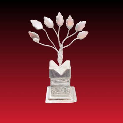 tilak shringar LADDU Gopal ji PoojaDecor Silver Tulsi Plant 4 Inches Deity Ornament