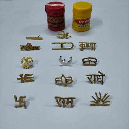 MANGALAM 14 tilak forehead stamp with chandan powder & kumkum powder Deity Ornament
