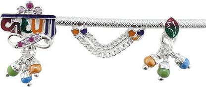Sahiba Gems Pure Silver Shree Krishna Name Basuri / Flute Deity Ornament