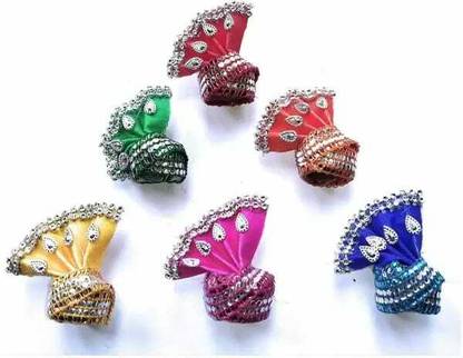 Sikarwar Traders Pack of 6 Pagdi laddu gopal (size 0) Kanha idol / murti height 2 inch / 2.5 inch Deity Ornament