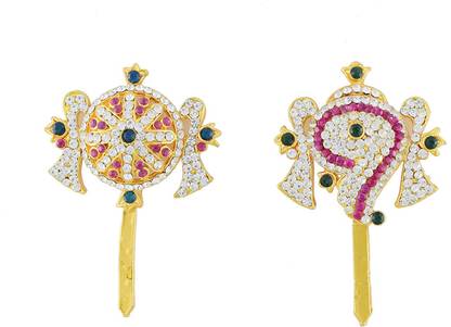 usha gold Deity God Jewelley Glittering Stones Shanku Chakram for All Gods and Goddess Deity Ornament