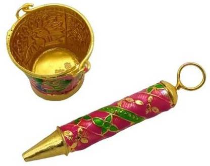 Vibgyor Products Holi Bucket and Pichkari/Pichakari Set for Laddu Gopal Ji random colour Deity Ornament