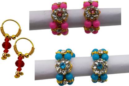 Ecommall Laddu Gopal Kade Bangles Kangan with Earring Shringar Combo Items Deity Ornament