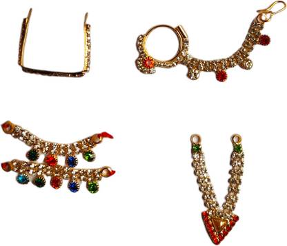Hanu Creations Radha Rani ji Shringar, devi mata rani 1 Haar, 1 Goggle, 1 Nose ring, 2 Anklet/ Pajeb Deity Ornament