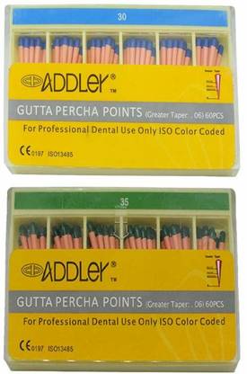 ADDLER DENTAL GUTTA PERCHA POINTS 6% (2X60 Sticks Each) SIZES:- 30, 35. TOTAL 2 PKTS Dental Elevator