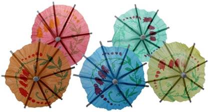 JAMBOREE Mixed Color Mini Umbrellas Parasol Snack Cocktail Party Pick Decoration Bar Cocktail Decor Wooden Handle Small Umbrellas