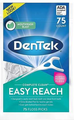 DenTek DenTekk Complete Clean Easy Reach Floss Picks, 75 Count