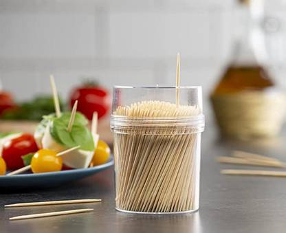 cezliar Toothpicks Wooden | Pack of 300 | Reusable Container | Sturdy Smooth ToothPicks