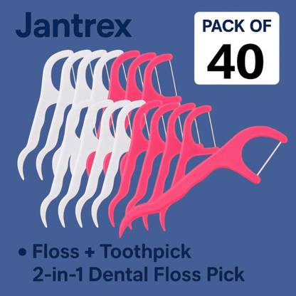 Jantrex Strong Floss Thread Picks with Built-In Pick for Effortless Post-Meal Cleaning